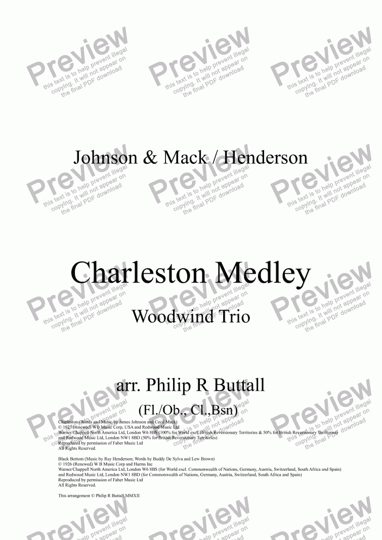 Charleston Medley (Woodwind Trio) - Download Sheet Music PDF file