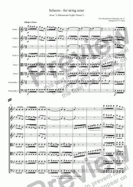 page one of Mendelssohn - SCHERZO - for string octet