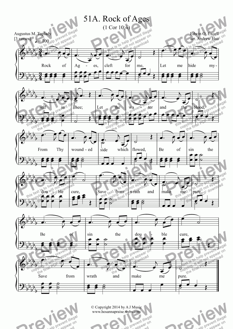 rock of ages free easy piano sheet music