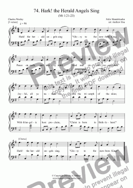 page one of Hark! the Herald Angels Sing - Easy Piano 74