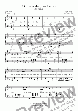 page one of Low in the Grave He Lay - Easy Piano 78