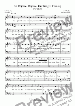 page one of Rejoice! Rejoice! Our King Is Coming - Easy Piano 84