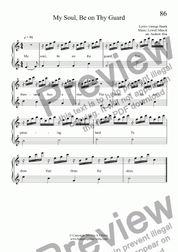 page one of My Soul, Be on Thy Guard - Easy Piano 86B