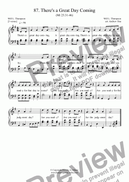 page one of There's a Great Day Coming - Easy Piano 87