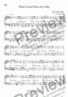 page one of What a Friend Thou Art to Me - Easy Piano 95B