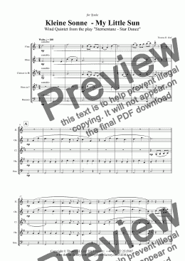 page one of Kleine Sonne - My little sun - Waltz - Wind Quintet