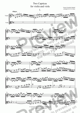 page one of Handel - TWO CA6.84S - for violin and viola