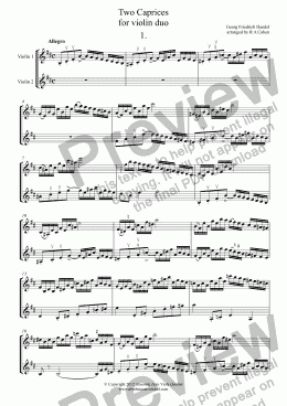 page one of Handel - TWO CA6.84S - for violin duo