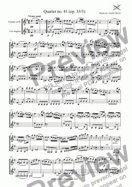 page one of Haydn Quartet no. 41 (op. 33/5) arr. clarinet and cor anglais