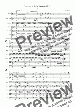 page one of Mozart - Concerto for Bassoon and Orchestra K191