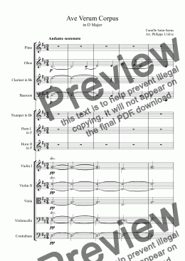 page one of Ave Verum Corpus in D Major