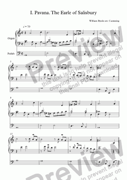 page one of I - "Pavana. The Earle of Salisbury" for organ