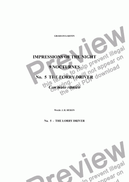 page one of NOCTURNES - IMPRESSIONS OF THE NIGHT - 9 NOCTURNES for SATB Unaccompanied No.  5 - THE LORRY DRIVER