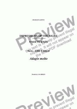 page one of NOCTURNES-IMPRESSIONS OF THE NIGHT - 9 NOCTURNES for SATB Unaccompanied  No. 6 - THE CHILD  