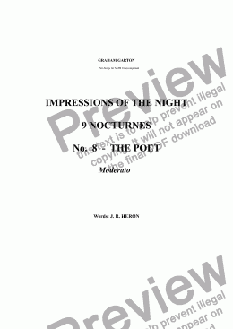 page one of NOCTURNES - IMPRESSIONS OF THE NIGHT - 9 NOCTURNES for SATB Unaccompanied  No.  8 - THE POET