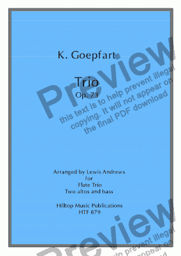 page one of Goefarht Trio arr. for two alto flutes and bass flute