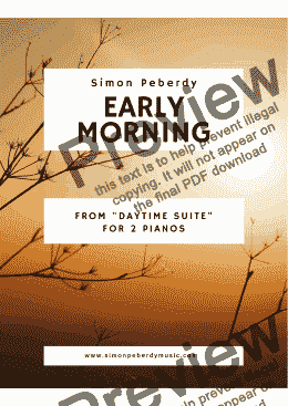 page one of Early Morning for 2 pianos 4 hands by Simon Peberdy, from Daytime Suite 