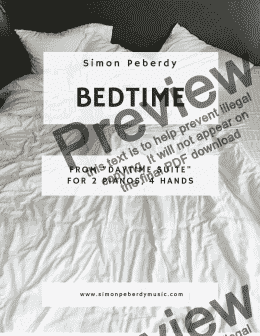 page one of Bedtime for 2 pianos 4 hands by Simon Peberdy, from Daytime Suite