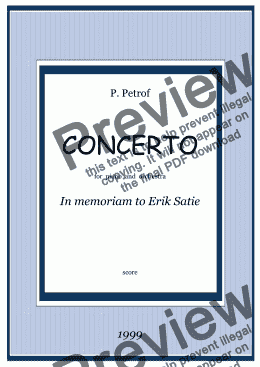 page one of Concerto for piano ''In memoriam to Eric Satie''