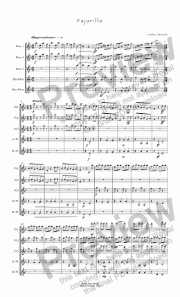 page one of Pajarillo for 5 flutes