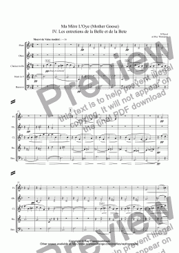 page one of Ravel: Ma Mère L’Oye (Mother Goose) IV. Les entretiens de la Belle et de la Bete (Conversation of Beauty and the Beast) arr.wind quintet