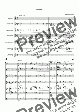 page one of Chaminade - Menuetto, Op 23, for clarinet choir