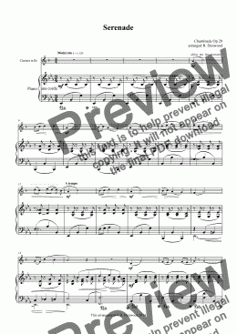 page one of Chaminade - Serenade Op.29, for Bb Clarinet & Piano