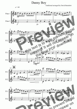 page one of Danny Boy for Flute Duet