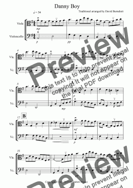 page one of Danny Boy for Viola and Cello Duet