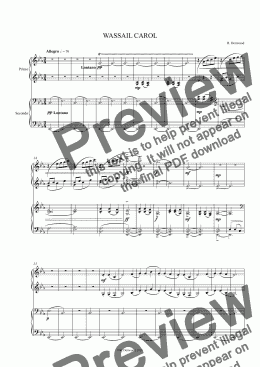 page one of Denwood - CHRISTMAS CAROL for 4 hand piano duet.