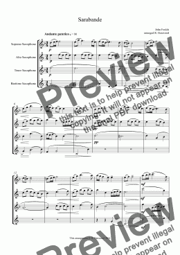 page one of Foulds - Sarabande for sax quartet SATB