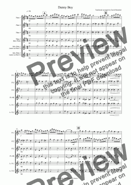 page one of Danny Boy for Flute Quartet