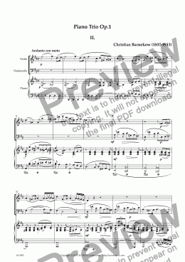 page one of "Andante con moto" from Piano Trio, Op.1