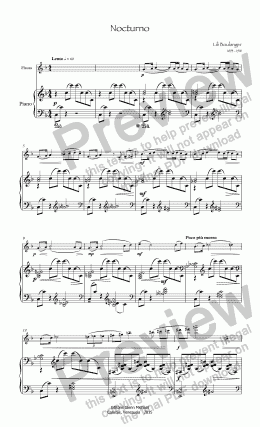 page one of Boulanger Nocturno flute & piano