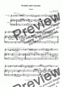 page one of Eccles - Prelude and Courante for Bass Clarinet and piano