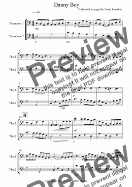 page one of Danny Boy for Trombone Duet