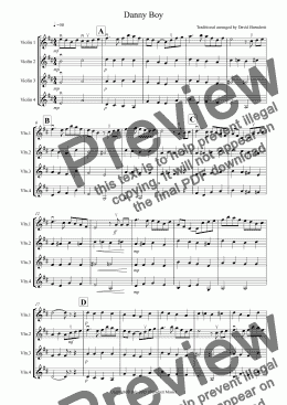 page one of Danny Boy for Violin Quartet