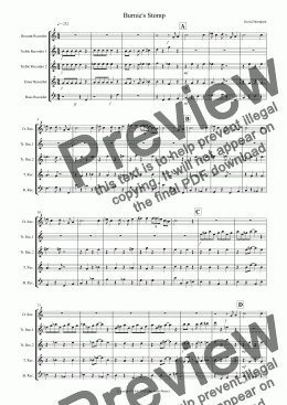 page one of Burnie’s Stomp for Recorder Quintet