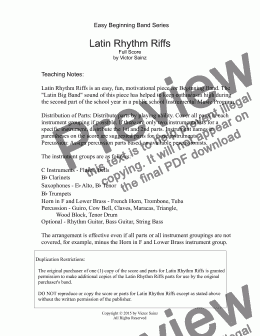 page one of  Latin Rhythm Riffs (Easy School Band: Beginning / Elementary / Junior / Training Wind Band)