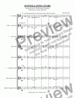 page one of Scintillating Stars (11-part ensemble of low flutes)