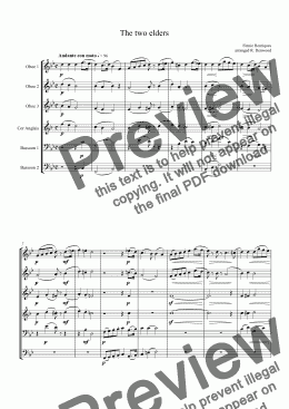 page one of Henriques (Fini) - The Two Elders for double reed ensemble (with optional cor anglais part for Ob.3.)