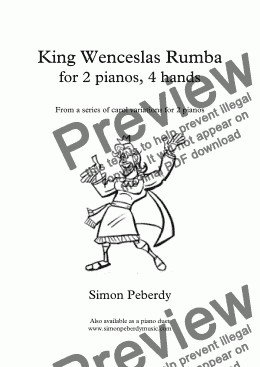 page one of King Wenceslas Rumba, Christmas Carol variations for 2 pianos, 4 hands