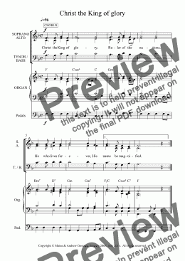 page one of Christ the King of glory (3-part choir & organ, in F)