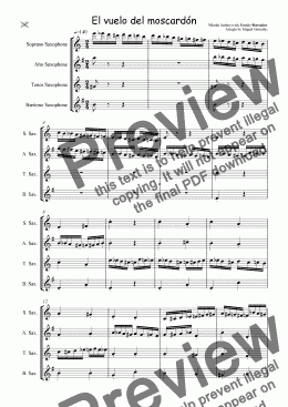 page one of Flight of the Bumblebee  (Sax Quartet)