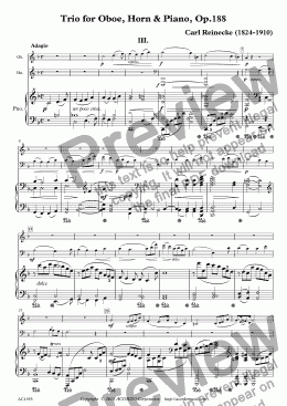 page one of Adagio from Trio for Oboe, Horn & Piano, Op.188