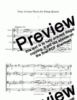 page one of Four 12-tone Pieces for String Quartet