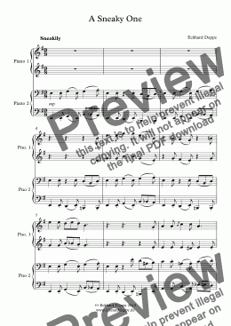 page one of ’A Sneaky One’ Piano 4 Hands