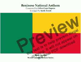 page one of Beninese National Anthem (The Dawn of a New Day-L’Aube Nouvelle) for Brass Quintet (World National Anthem Series)