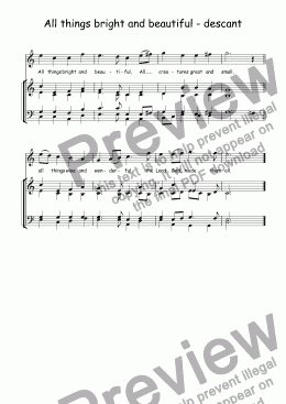 page one of Descant (vocal/instrumental) to All things bright and beautiful