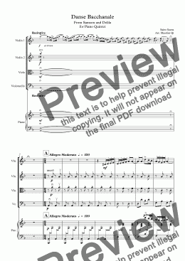 page one of Danse Bacchanale For Piano Quintet